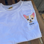 Polera personalizada con la cara y nombre de tu mascota 🐾